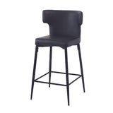 Christopher Knight Home® - Noble House - - 28Inch Counter Height Bar Stools Set Of 2, Modern Bar Upholstered Chairs With Pu Leather, Metal Footrest And Frame For Kitchen Island, Bar Table, Dining Room, Black