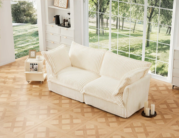English Elm Modern Slipcovered 2-Seat Sofa In Cream Corduroy – Cozy, Stylish, And Perfect For Small Spaces! W3041S00018