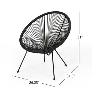 English Elm Anson Outdoor Accent Chairs Set of 2 Woven Rattan Basket Seat Patio Lounge Pair Black N773P404950B