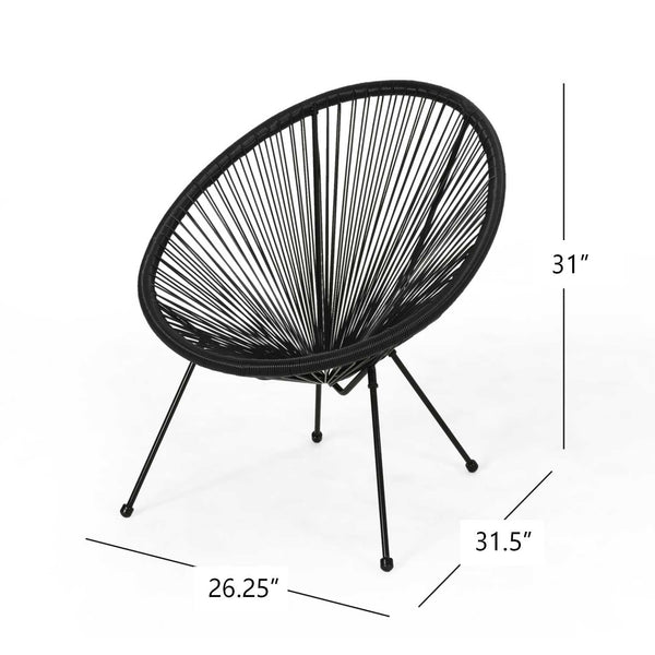 English Elm Anson Outdoor Accent Chairs Set of 2 Woven Rattan Basket Seat Patio Lounge Pair Black N773P404950B