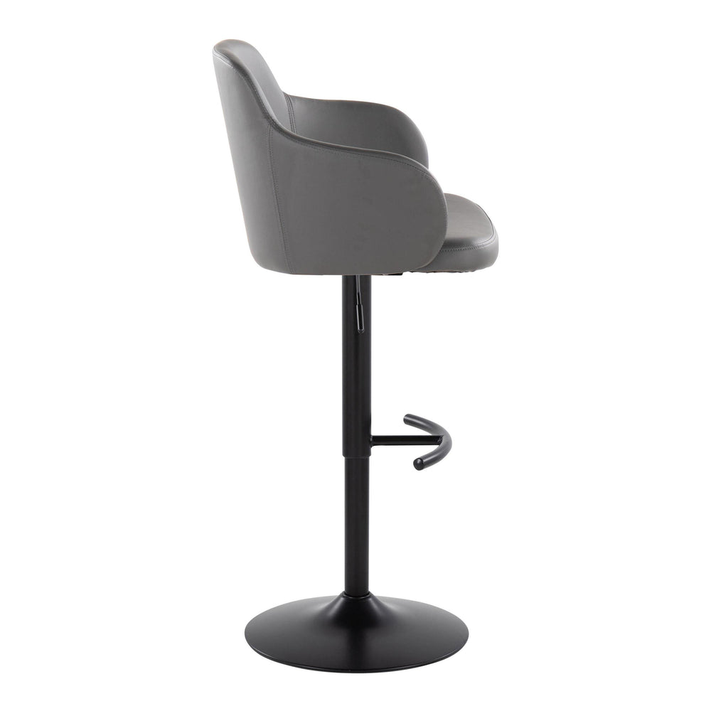 English Elm Boyne Contemporary Adjustable Barstools Set Of 2 – Stylish Grey Faux Leather & Black Metal Design B202S00745