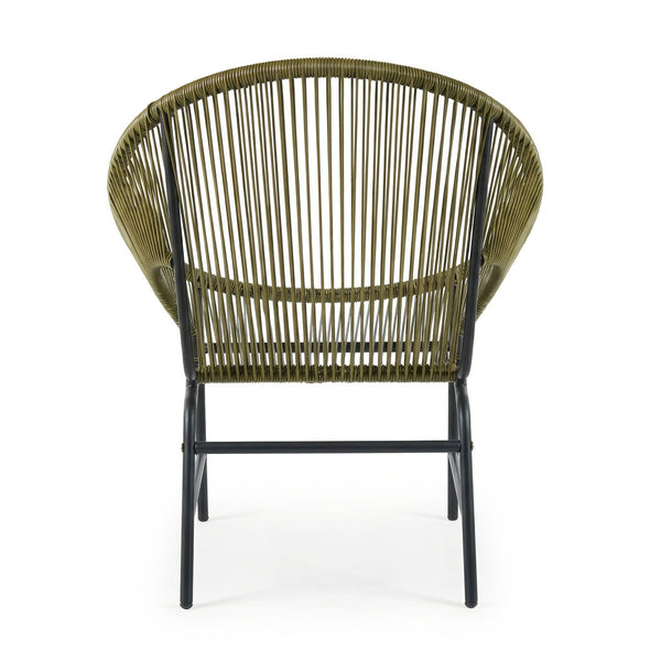 English Elm Nusa Outdoor Pe Rattan Patio Chairs with Iron Frame Airy Oval Weave Set of 2 Green N775P422987G