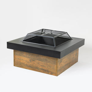 English Elm 36-inch Iron Fire Pit Table by EcoNook - Black Steel Wood-Burning Fire Bowl, Durable, Portable, Decorative W3131P277182