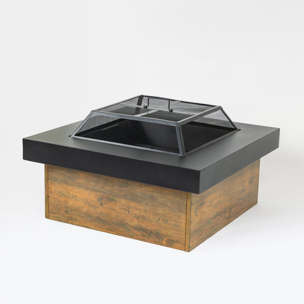 English Elm 36-inch Iron Fire Pit Table by EcoNook - Black Steel Wood-Burning Fire Bowl, Durable, Portable, Decorative W3131P277182