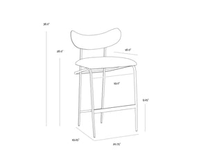 Sunpan GIBBONS Mid-Century Modern Counter Stool - Bravo Portabella Faux Leather & Black Steel Frame 107064