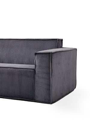 English Elm Sofa-in-a-Box, Memory Foam 3-Seater with Plush Corduroy Upholstery, 25.6" Deep Seat, No Assembly, Gray W1960P336129