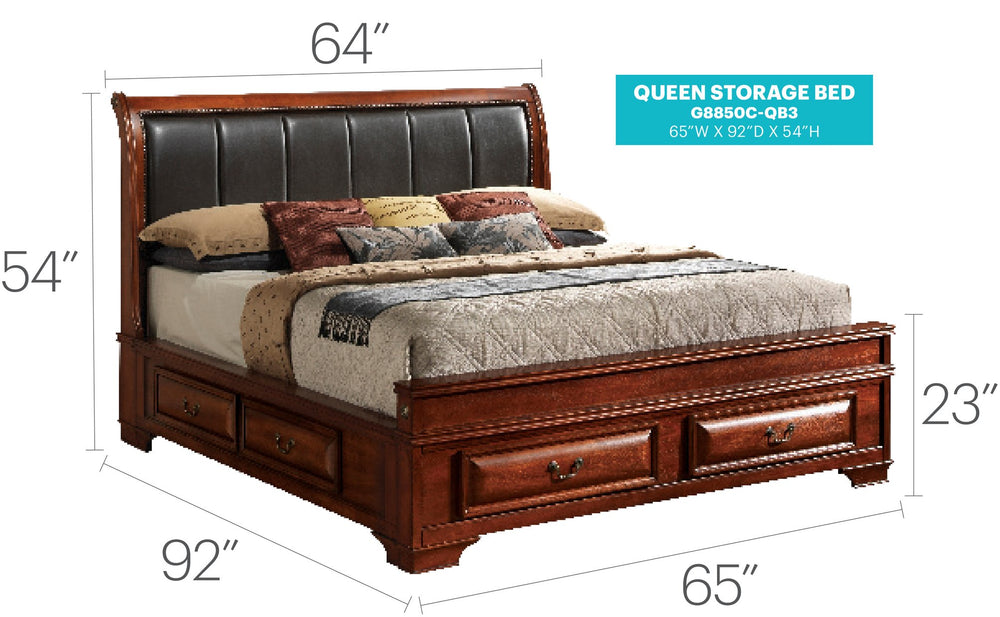 English Elm Lavita Queen Storage Bed With Sleek Oak Finish, Built-In Drawers & No Box Spring Required B078S00492
