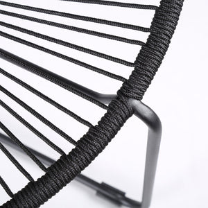English Elm Lirren Steel Papasan Lounge Chair with Woven Rope Seat, Indoor/Outdoor Durable Design, No Assembly Required Black B2736P354306