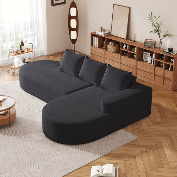 English Elm Modern Curved Sectional Sofa Set - Chenille Upholstered L-Shaped Couch For Stylish Living Room Comfort W834S00450