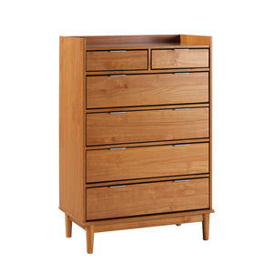 30" Solid Wood 6-Drawer Chest with Gallery BR6DRLEEDRCA-T Caramel BR6DRLEEDRCA-T Walker Edison