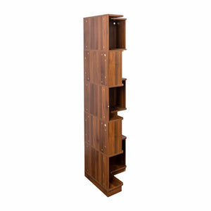 English Elm Corner 5-Tier Book Shelf with LED Accent Lighting, Space-Saving L-Shaped Corner Bookcase for Home Walnut W331P293305