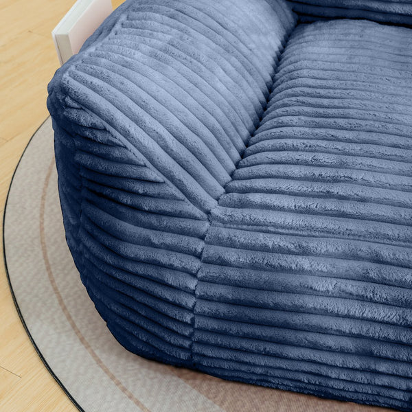 English Elm Bean Bag Lounge Chair Oversized Corduroy Shredded Foam Armrest Adult Floor Sofa Blue W2510P237807