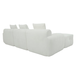 English Elm 104 Inch Modular Sectional Sofa Pineapple Weave Fabric Living Room Lounger Beige W5385S00002