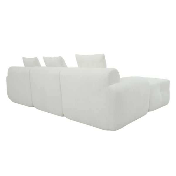English Elm 104 Inch Modular Sectional Sofa Pineapple Weave Fabric Living Room Lounger Beige W5385S00002