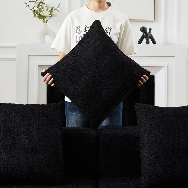 English Elm [video]151.6-inch Modular Chenille Sectional with Deep Seats and Chaise for Open Living Spaces Black W3505S00059
