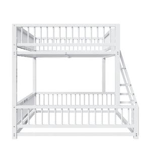 English Elm Full Full XL over Queen Metal Bunk Bed Frame with Ladder, Guardrails & Sturdy Space-Saving Design White N709P277757K