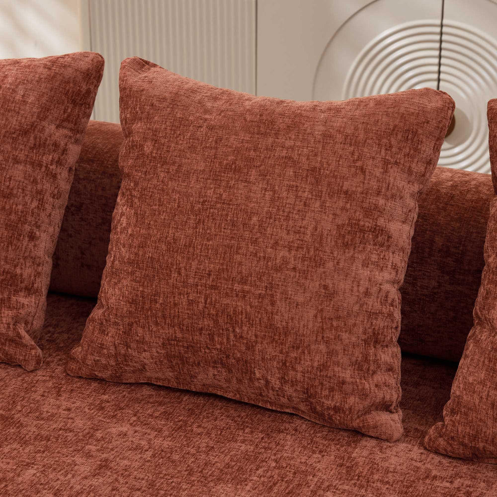 English Elm Comfy Convertible Folding Mattress Couch with Chenille Comfort, Space-Saving Floor Sofa Bed 3-Tier Orange W1143P364841