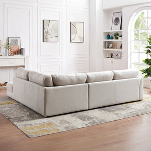 English Elm Ashcroft Furniture - Glander Plush Linen Sectional Sofa - Right-Facing, Cozy, Modern Design For Ultimate Comfort & Style B183S00037
