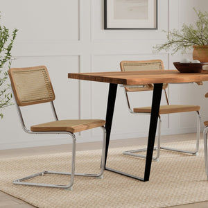 English Elm Madalyn Dining Chairs Set Of 2 - Modern Bauhaus Inspired Design With Chrome Base & Woven Cane Seat B136P266932
