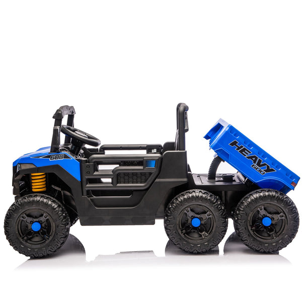 English Elm 24v 400w Six Wheel Kids Electric Dump Truck 4wd Remote Control Ride on Toy Blue W1578P353179