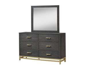 English Elm 1pc Contemporary 4-Drawer Storage Chest with Metal Handles and Luxe Metallic Accents for Bedroom Gold,Gray 61.02 L x 19.49 W x 40.59 H B2741P353125