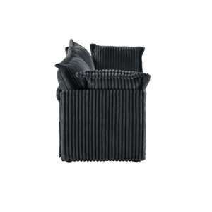 English Elm Modern Slipcovered 2-Seat Sofa Couch In Gray Corduroy – Stylish, Comfy, Easy-Care Design For Small Spaces W3041S00215