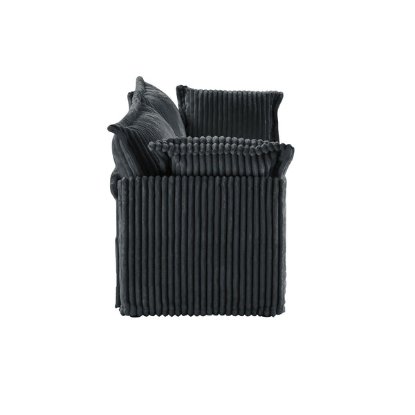 English Elm Modern Slipcovered 2-Seat Sofa Couch In Gray Corduroy – Stylish, Comfy, Easy-Care Design For Small Spaces W3041S00215