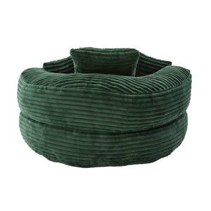 English Elm Bean Bag Sofa Oversized Corduroy Floor Lounge Chair with Armrests Pillows Foam Fill Emerald W395P426813