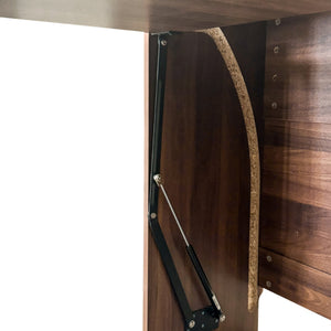 English Elm Folding Wall-Mount Desk with Shelves and Pegboard, Space-Saving Foldable Workstation for Small Rooms W331S00199