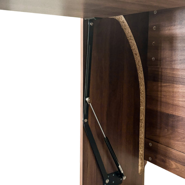 English Elm Folding Wall-Mount Desk with Shelves and Pegboard, Space-Saving Foldable Workstation for Small Rooms W331S00199