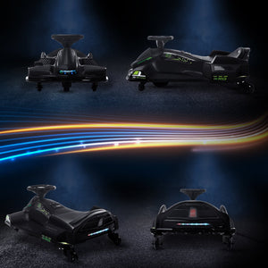 English Elm Aosom Kids Battery Powered Drift Kart with Led Lights Music and Slow Start Feature Black W2225P217183