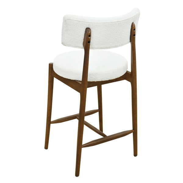 English Elm Christopher Knight Home® - Mid Century Modern Counter Stools Set Of 2 - Stylish Walnut Frame With Plush Beige Boucle Seats N771P205427T