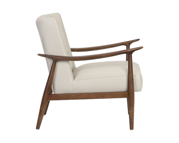 Sunpan Azella Lounge Chair - Mid-Century Modern Design in Manchester Stone Leather with Solid Ash Frame