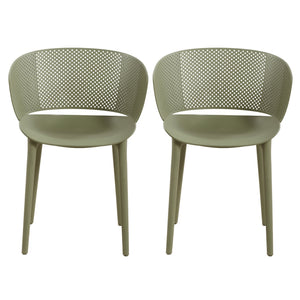 English Elm Gerald Outdoor Stackable Dining Chairs Uv Resistant Molded Plastic Patio Set of 2 Sage Green N776P390476G