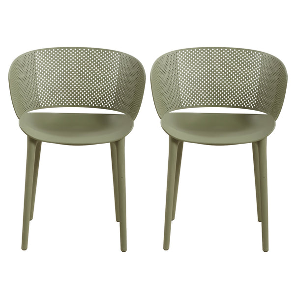 English Elm Gerald Outdoor Stackable Dining Chairs Uv Resistant Molded Plastic Patio Set of 2 Sage Green N776P390476G