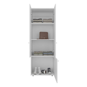 English Elm FM Tolleson 3-Door Tall Wardrobe Cabinet with Full-Length Rod, 4 Shelves, Scratch-Resistant Finish White 70.87 L x 23.62 W x 5.51 H B128P361083