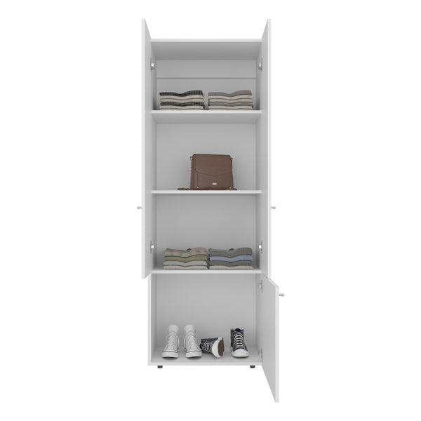 English Elm FM Tolleson 3-Door Tall Wardrobe Cabinet with Full-Length Rod, 4 Shelves, Scratch-Resistant Finish White 70.87 L x 23.62 W x 5.51 H B128P361083