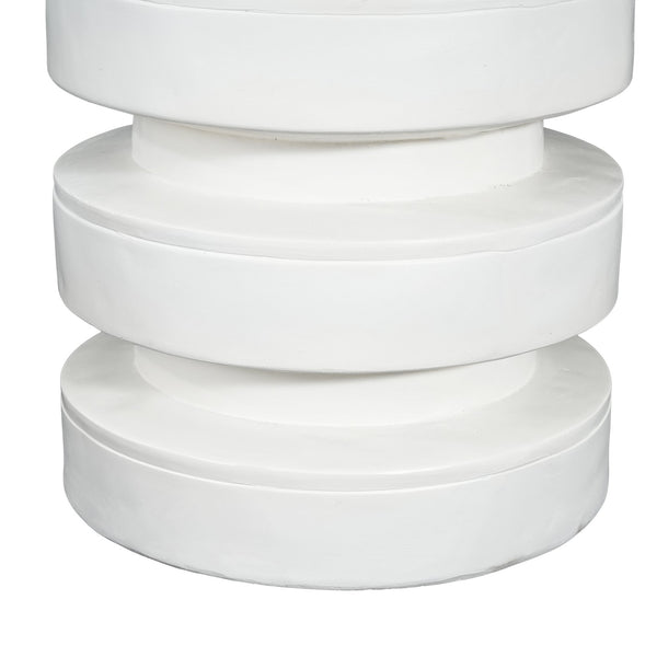 English Elm Modern Mgo Three Tier Round Accent Table Weather Resistant Patio and Living Room Decor White N770P359379W