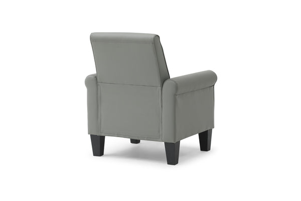 English Elm Vineland High Back Faux Leather Accent Chair with Tailored Piping for Modern Living Gray B078P497922