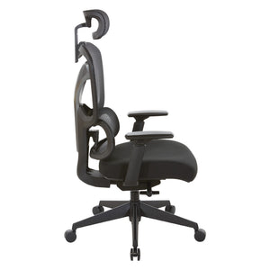 OSP Home Furnishings Mesh Back Ergonomic Manager Chair with Lumbar Support Headrest and Synchro Tilt Control 71142HR-3
