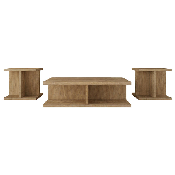 English Elm Metron Mango Finish 3 Piece Living Room Table Set with Open Shelf Storage B062S01470