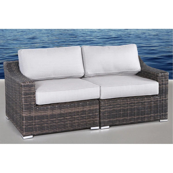 English Elm LSI All Weather Wicker Outdoor Loveseat with Cushions, 66" — Weatherproof Aluminum Frame, Plush Olefin Seating B120S00073