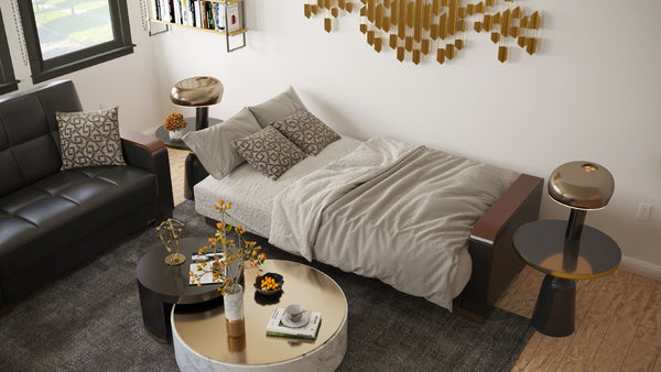 English Elm Primenest Zenaero X Convertible Loveseat With Storage - Sleek Black Pu Design For Small Spaces B030P281777-GIGA