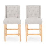 Christopher Knight Home® - Noble House - Landria Button Tufted Fabric Wingback Counterstool (Set of 2)