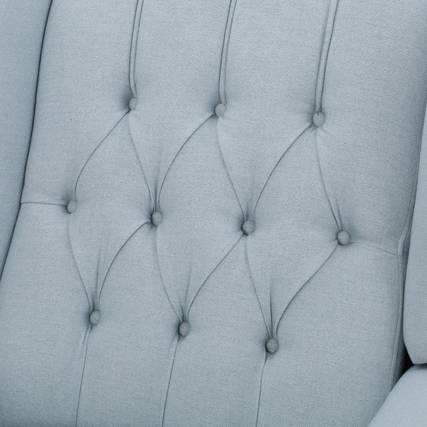 English Elm Christopher Knight Home® - Light Blue Button-Tufted Wingback Pushback Recliner Chair – Elegant Fabric Comfort, Cozy Support PMID 56992.00LSKY