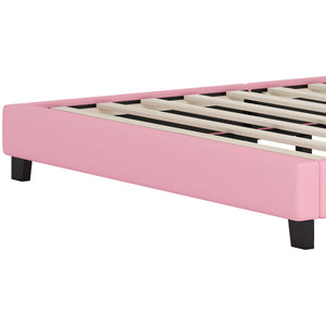 English Elm Full Upholstered Princess Bed with Crown Headboard — Sturdy Full Platform Bed for Girls, 500lb Capacity Pink 58.86 L x 25.98 W x 6.5 H N733P180808H