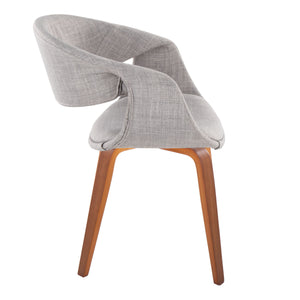 English Elm Upholstered Grey Fabric Dining Chairs with Walnut Bentwood Legs Set of Two B202S02075
