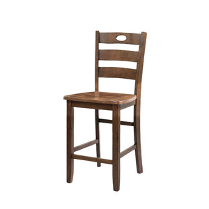 English Elm Walnut 5pc Counter Height Dining Set with Square Table & 4 Slat-Back Chairs, Transitional Style, Easy Assembly B2741P381504