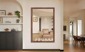 English Elm 60"X40" Oversized Modern Rectangle Bathroom Mirror - Stylish Walnut Frame For Versatile Wall Mounting W708P297673