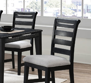 English Elm Modern 2Pc Dining Chair Set With Black Ladder Back Frame & Upholstered Cushions For Cozy Dining B011P218339